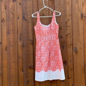 Cherry red lace pattern dress